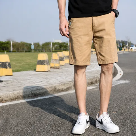 Pantalones Cortos Cargo de Algodón Fino para Hombre Estilo Coreano Ajuste Holgado Pantalones Cortos Informales Con Bolsillos para Uso Diario al Aire Libre
