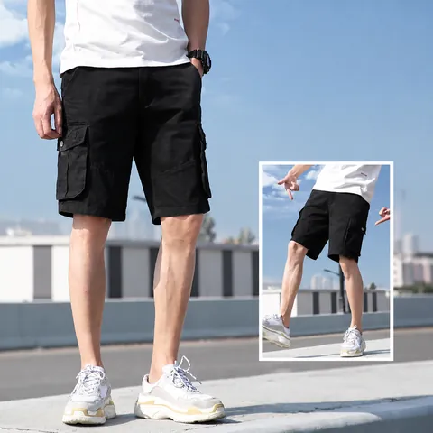 Men Casual Cargo Shorts Multi Pockets Loose Fit Pure Cotton Outdoor Knee Length Summer Fashion Woven Bottom Shorts For Daily Wear