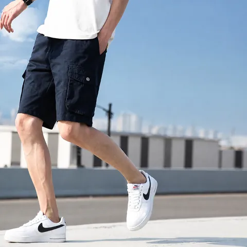 Men Casual Cargo Shorts Multi Pockets Loose Fit Pure Cotton Outdoor Knee Length Summer Fashion Woven Bottom Shorts For Daily Wear