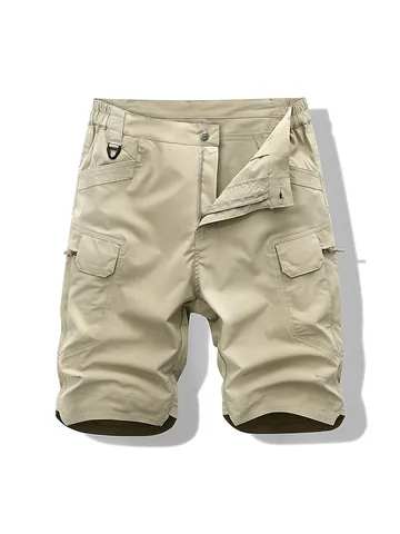 Pantalones Cortos Cargo para Hombre Estilo Coreano de Moda de Verano con Múltiples Bolsillos Sueltos Casuales para Exteriores Transpirables de Poliéster