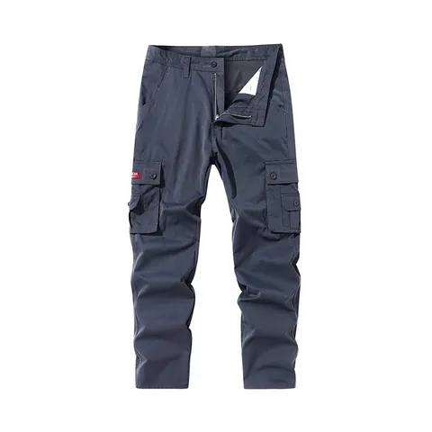 Pantaloni Cargo Casual da Uomo Multi-Tasche Gamba Dritta Moda Urbana Outdoor Resistenti all'Usura Tinta Unita Poliestere