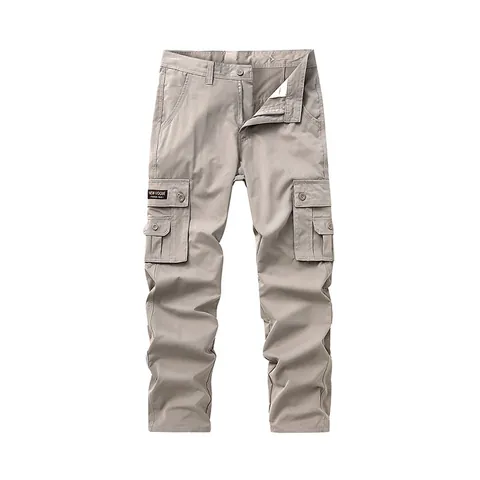 Pantaloni Cargo Casual da Uomo Multi-Tasche Gamba Dritta Moda Urbana Outdoor Resistenti all'Usura Tinta Unita Poliestere