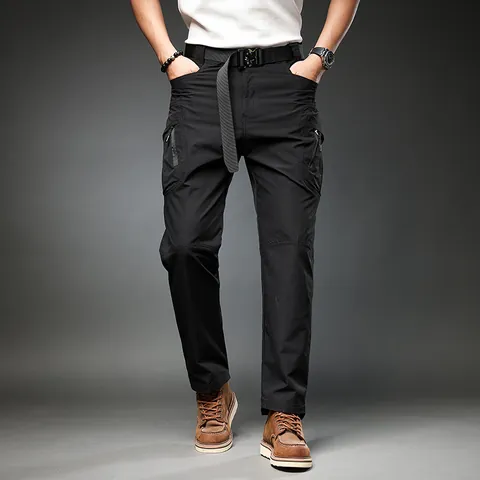 Men's New Sport Multi-Pocket Cargo Pants Retro Loose Casual Trousers Streetwear Polyester Bottoms For Outdoor Daily Wear