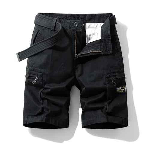 Pantalones Cortos Cargo Retro para Hombre Con Cinturón Multibolsillos Algodón Ajuste Holgado Estilo Coreano Workwear Pantalones Cortos Casuales de Verano para Hombre