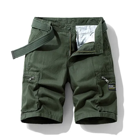 Pantalones Cortos Cargo Retro para Hombre Con Cinturón Multibolsillos Algodón Ajuste Holgado Estilo Coreano Workwear Pantalones Cortos Casuales de Verano para Hombre