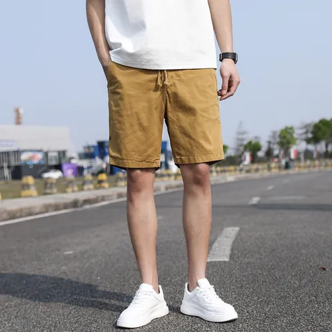 Men's Summer Retro Cargo Shorts Loose Fit Cotton Spandex Five-Point Pants Casual Fashion Outdoor Streetwear Bottoms