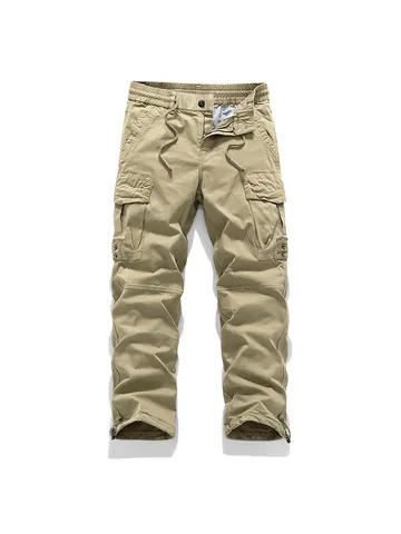 Herren Japanische Retro Multi-Pocket Cargohose Baumwolle Gerade Bein Casual Lockere Arbeitshose Für Outdoor Streetwear