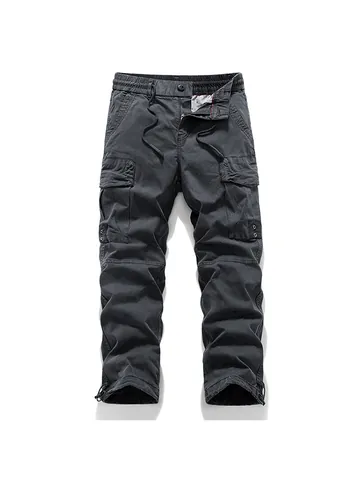 Herren Japanische Retro Multi-Pocket Cargohose Baumwolle Gerade Bein Casual Lockere Arbeitshose Für Outdoor Streetwear