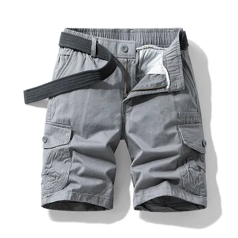 Men Casual Cotton Cargo Shorts Loose Fit Techwear Multi Pockets Shorts With Belt Vintage Work Shorts For Men Daily Outdoor