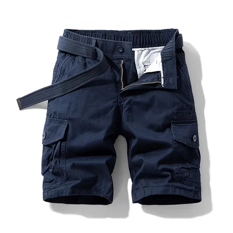 Men Casual Cotton Cargo Shorts Loose Fit Techwear Multi Pockets Shorts With Belt Vintage Work Shorts For Men Daily Outdoor
