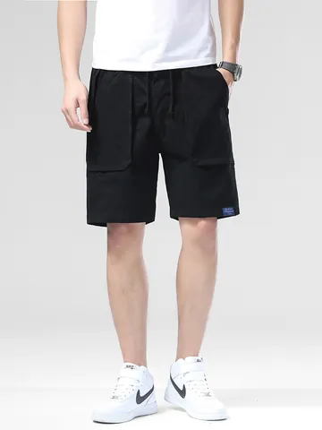 Men Summer Casual Cargo Shorts Loose Fit Hong Kong Style Cotton Spandex Multi Pocket Shorts For Daily Outdoor Wear
