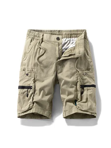Men's Casual Cargo Shorts Summer Multi-Pocket Straight Leg Five-Point Cotton Washed Outdoor Tactical Shorts Short Pants