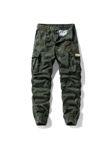 Men's Outdoor Camouflage Cargo Pants Fashion Cotton Blend Multi-Pockets Jogger Trousers Cuffed Casual Sports Pants For Traveling