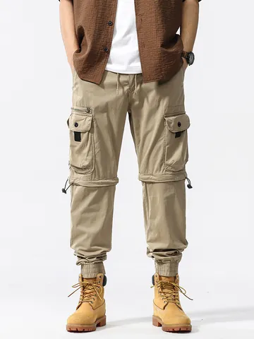 Heren Amerikaanse Retro Cargobroek Utility Multi-Zak Losjes Vrijetijdsbroek Outdoor Techwear Katoenmix Bottom Gemanchetteerde Broek