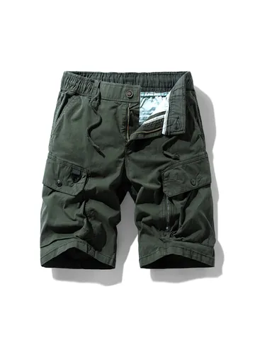 Men's Casual Cargo Shorts Multi-Pocket Cotton Blend Summer Quick Dry Streetwear Loose Fit Bottoms For Daily Wear Outdoor