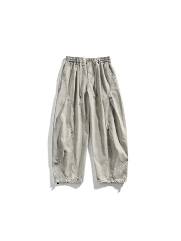 Men Techwear Cargo Pants Acid Wash Cotton Multi-Pocket Casual Straight Trousers Streetwear Loose Fashion Pants For Men