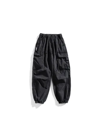 Men's Techwear Cargo Pants Multi Pocket Cotton Blend Straight Leg Casual Trousers Washed Streetwear Outdoor Bottom