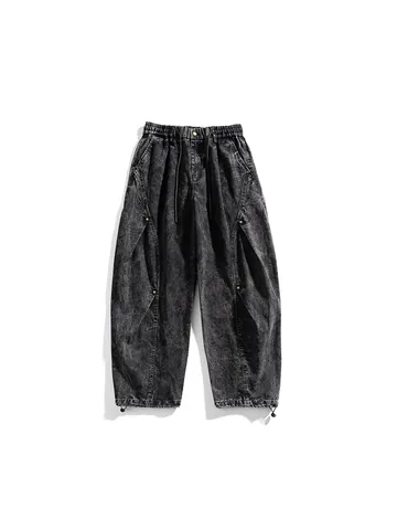 Men Techwear Cargo Pants Acid Wash Cotton Multi-Pocket Casual Straight Trousers Streetwear Loose Fashion Pants For Men