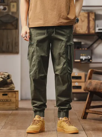 Men Japanese Retro Techwear Cargo Pants Multi Pocket Jogger Pants Cotton Blend Casual Tapered Trousers For Outdoor Fashion