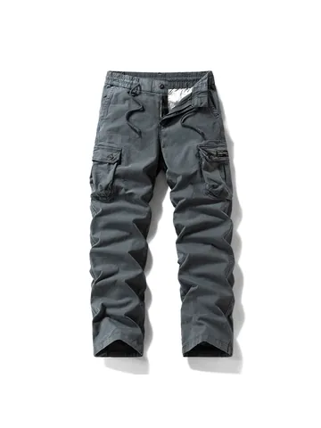 Men's Casual Cargo Pants Multi-Pocket Vintage Straight Leg Trousers Cotton Outdoor Tactical Pants