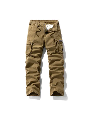 Men's Casual Cargo Pants Multi-Pocket Vintage Straight Leg Trousers Cotton Outdoor Tactical Pants