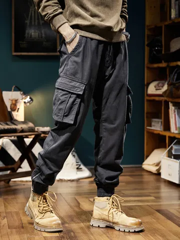 Men's Fleece Lined Cargo Pants Multi-Pocket Washed Tactical Joggers Outdoor Casual Thermal Workwear Trousers