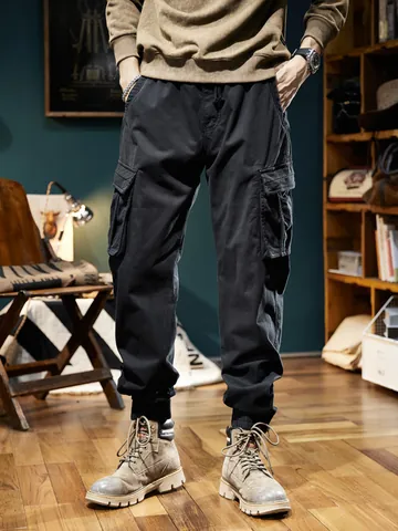 Men's Fleece Lined Cargo Pants Multi-Pocket Washed Tactical Joggers Outdoor Casual Thermal Workwear Trousers
