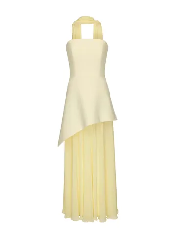 Elegantes Damen Asymmetrisches Bandeau Rückenfreies Abendkleid Set Mit Schal Polyester Irregulär Sommer Strand Maxi Top Und Bottom