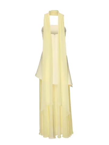 Elegantes Damen Asymmetrisches Bandeau Rückenfreies Abendkleid Set Mit Schal Polyester Irregulär Sommer Strand Maxi Top Und Bottom