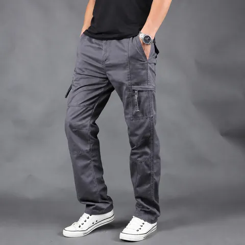 Herren Cargohose Baumwolle Mehrfachtaschen Lässig Locker Gerade Hosen Outdoor Mode Taktische Hosen Für Männer Stil 9019 Unterteil