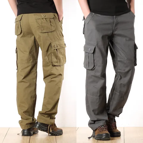 Men's Multi-Pocket Cargo Pants Straight Leg Cotton Casual Outdoor Workwear Trousers For Men Fashion Durable Cargo Pants
