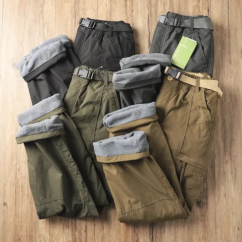 Pantaloni Softshell da Uomo Foderati in Pile per Esterno Antivento Impermeabili Trekking Cargo Tattici Gamba Dritta per Inverno