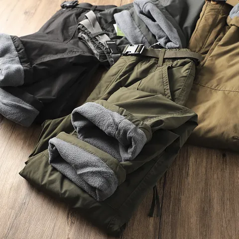 Pantaloni Softshell da Uomo Foderati in Pile per Esterno Antivento Impermeabili Trekking Cargo Tattici Gamba Dritta per Inverno