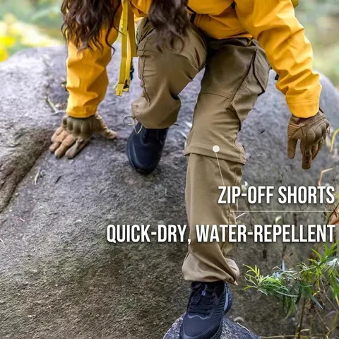 Women Convertible Hiking Cargo Bottom Pants Quick Dry Water Repellent Multi Pockets Tactical Outdoor Functional Cargo Pants
