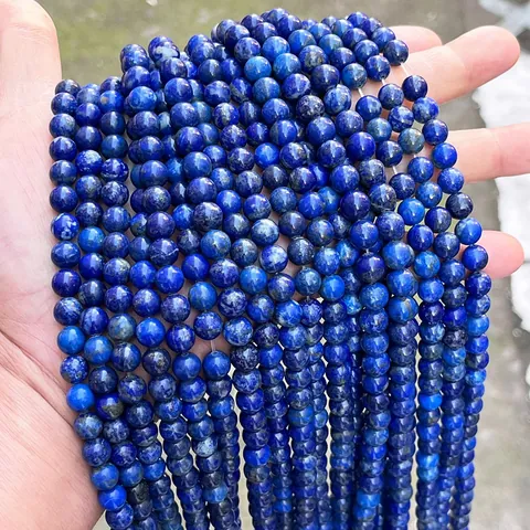 Perline Sciolte in Lapislazzuli Naturale dell'Afghanistan Filo di Perline in Pietra Tonda per Creazione di Gioielli Fai da Te Bracciale Collana Accessori