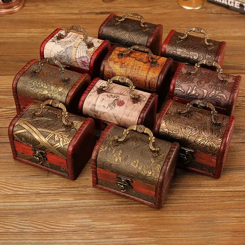 Vintage Wooden Storage Box Antique Decorative Chest Jewelry Organizer With Metal Latch Handmade Keepsake Box Home Decor