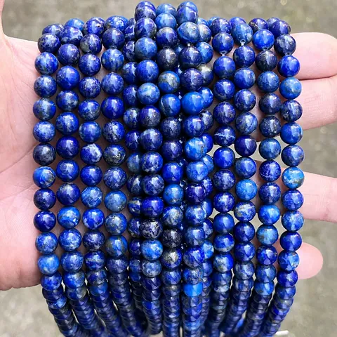 Perline Sciolte in Lapislazzuli Naturale dell'Afghanistan Filo di Perline in Pietra Tonda per Creazione di Gioielli Fai da Te Bracciale Collana Accessori