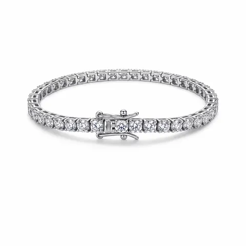 Bracelet Tennis en Argent Sterling 925 Moissanite pour Femme Homme Couleur D Zirconia Rond Incrusté Chaîne Bijoux Mode de Luxe