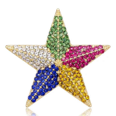 Vintage Alloy Five-Pointed Star Brooch Elegant Fashion Rhinestone Inlaid Star Pin For Women Clothing Accessories Jewelry