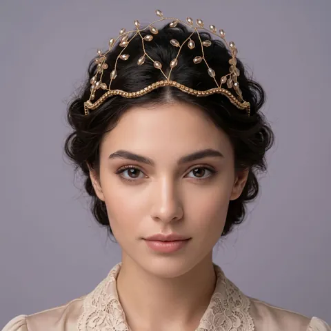 Serre-tête Couronne Perlé à la Main Élégant Diadème en Cristal Strass Accessoires Cheveux pour Mariage Fête Femme Bijoux