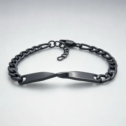 Βραχιόλι από Ατσάλι Τιτανίου Mobius Twist Long Bar Plate Unisex Μινιμαλιστική Αλυσίδα Figaro Βραχιόλι για Ζευγάρια Αιώνιο Δώρο