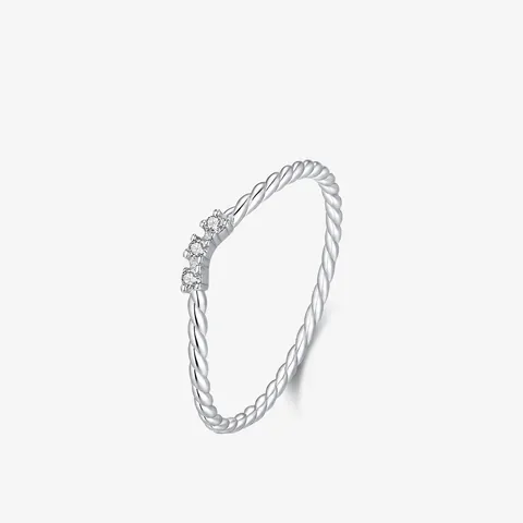 Modian Anillo de Moissanita de Plata de Ley 925 para Mujer Minimalista en V Anillo Torcido Apilable Certificado GRA