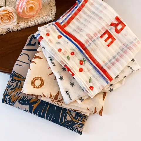Western Cowboy Style Square Polyester Bandana Retro Floral Star Print Scarf Multi Functional Hair Accessory Headscarf For Women