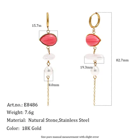 Stainless Steel 18K Gold Plated Tassel Earrings For Women With Acrylic Teardrop Artificial Pearl Vintage Drop Earrings