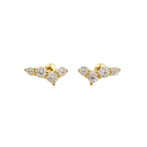 Boucles d'Oreilles Clous en Argent Sterling 925 avec Zirconia pour Femmes Luxe Géométrique Fermoir à Vis Bijoux de Mode Boucles d'Oreilles