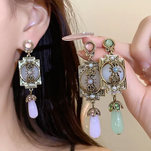 Vintage Strass Quaste Wassertropfen Ohrringe Für Damen Luxus Legierung Künstliche Perle Tropfen Ohrringe Retro Schmuck Geschenk