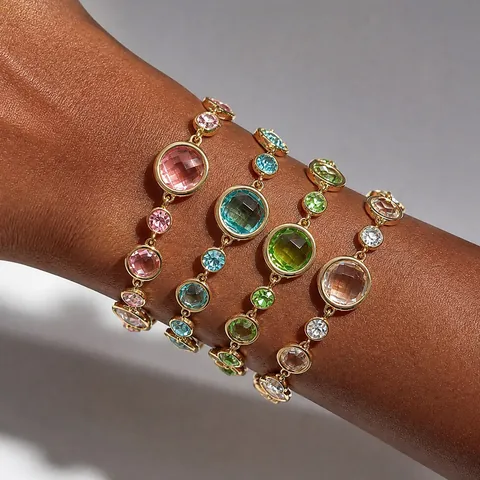 Luxe Roestvrij Stalen Strass Armband Voor Vrouwen Verguld Geometrisch Ovaal Kristal Schakelketting Armband Mode Sieraden Cadeau