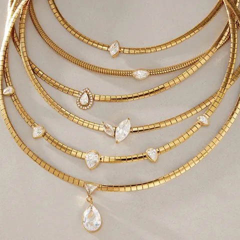 Edelstahl Schlangenknochenkette Halskette Strass Anhänger Minimalistisch Luxus Gold Halskette Für Damen Schmuck Geschenk