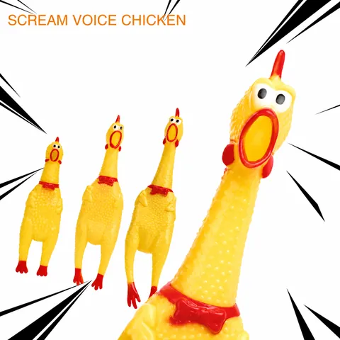 Divertente Pollo Urlante Giocattolo Sonoro Pollo in Gomma Gialla Vinile per Cani Animali Bambini Novità Antistress Regalo