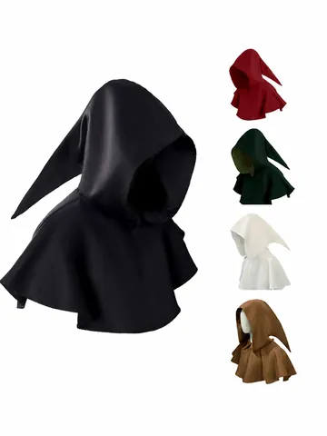 Capa Medieval con Capucha Sombrero Puntiagudo Disfraz de Halloween para Hombres Mujeres Vampiro Sacerdote Grim Reaper Cosplay Capa Accesorios de Escenario